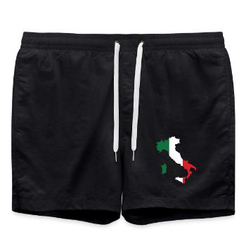 Italy Flag Map - Swim Trunks - black - Front - AI Model Male 185 light (185cm)