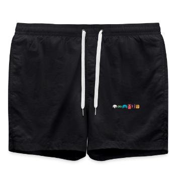 Symboles de jeu classique rétro vintage coloré - Short de bain - noir - Devant - AI Model Male 185 light (185cm)