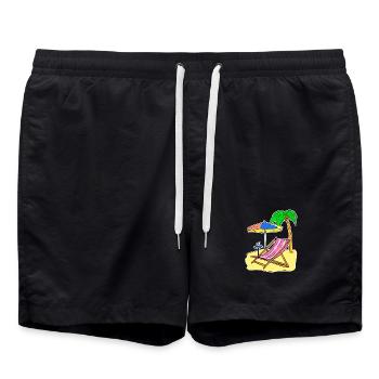 Sonne Meer Strand Sommer Palmen Entspannen Ferien - Badeshorts - Schwarz - Vorne - AI Model Male 185 light (185cm)