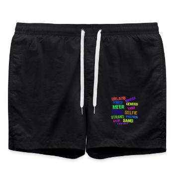 Urlaub Ferien Strand Auszeit Entspannen Palmen - Badeshorts - Schwarz - Vorne - AI Model Male 185 light (185cm)