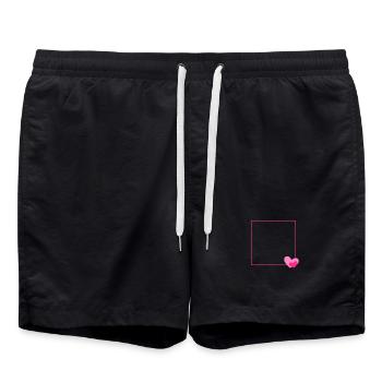 Heart Frame Ornament Line Customizable - Swim Trunks - black - Front - AI Model Male 185 light (185cm)