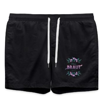 Team Braut mit Blumen Dekor - Badeshorts - Schwarz - Vorne - AI Model Male 185 light (185cm)