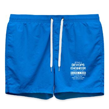 DevOps Engineer Fire Motorcycle Quote - Swim Trunks - cobalt blue - Front