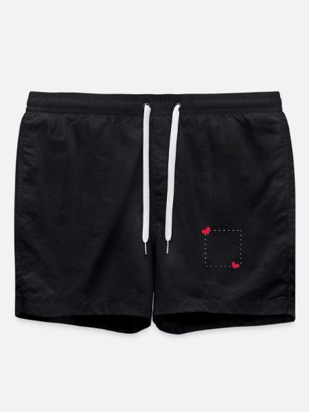 Heart Frame Ornament Line - Swim Trunks - black