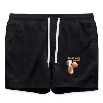 Ei rät nicht Ei weiß Lustiger Spruch - Badeshorts - Schwarz - Vorne - AI Model Male 185 light (185cm)