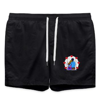 Liebespaar Valentinstag Romantik Herz - Badeshorts - Schwarz - Vorne - AI Model Male 185 light (185cm)