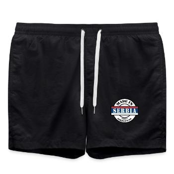 MADE IN SERBIA République Serbie Srbija cadeau - Short de bain - noir - Devant - AI Model Male 185 light (185cm)