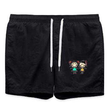 Freundin Beste Freunde - Badeshorts - Schwarz - Vorne - AI Model Male 185 light (185cm)
