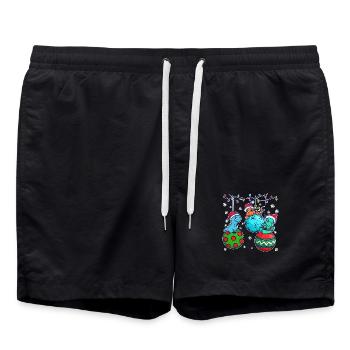 Ugly Xmas Dino Hässliche Weihnachten Schneeflocke - Badeshorts - Schwarz - Vorne - AI Model Male 185 light (185cm)