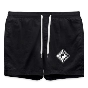Yin Yang yang bouddhiste au style moderne - Short de bain - noir - Devant - AI Model Male 185 light (185cm)