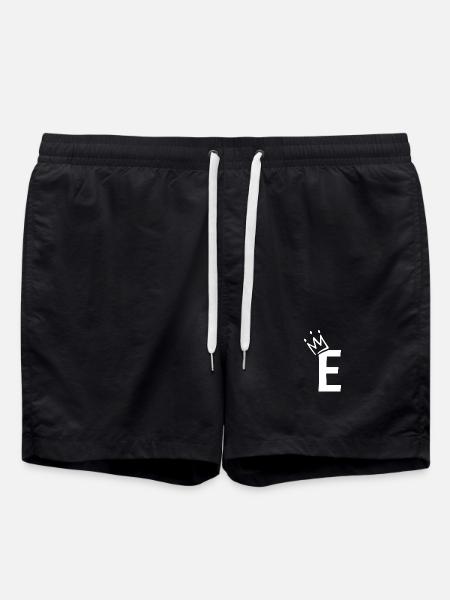 Letter E with crown - Swim Trunks - black