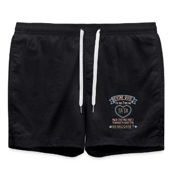 Devine quoi ! Tata voudrais-tu être ma marraine ? - Short de bain - noir - Devant - AI Model Male 185 light (185cm)