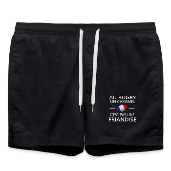 rugby, rugby sport, rugby humour, rugbyman - Short de bain - noir - Devant - AI Model Male 185 light (185cm)