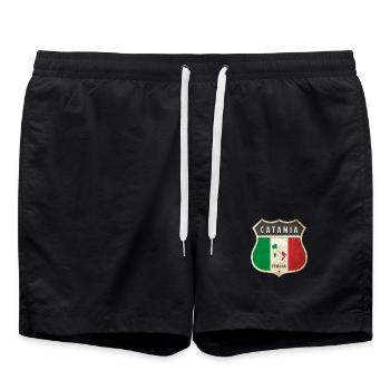 Catania Italien Wappen Flaggen Design - Badeshorts - Schwarz - Vorne - AI Model Male 185 light (185cm)