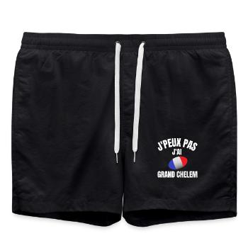 rugby, rugby sport, grand chelem - Short de bain - noir - Devant - AI Model Male 185 light (185cm)