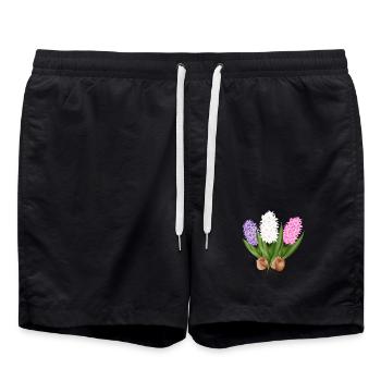 Jacinthes dessinées à la main - Short de bain - noir - Devant - AI Model Male 185 light (185cm)