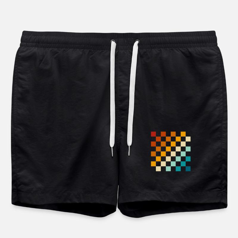 Retro chessboard - Swim Trunks - black