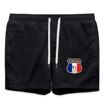 Dunkerque Frankreich Wappen Flaggen Design - Badeshorts - Schwarz - Vorne - AI Model Male 185 light (185cm)