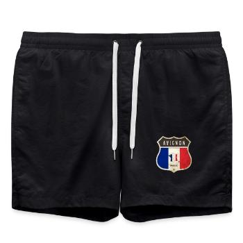 Avignon France Armoiries Drapeaux Design - Short de bain - noir - Devant - AI Model Male 185 light (185cm)