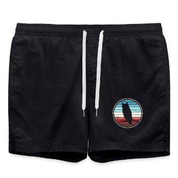 Eule Eulen - Badeshorts - Schwarz - Vorne - AI Model Male 185 light (185cm)