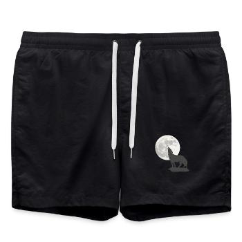 schöne wildtiermotive, Heulende Wolfsilhouette - Badeshorts - Schwarz - Vorne - AI Model Male 185 light (185cm)