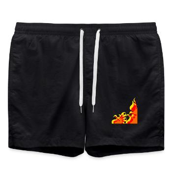 flammen Eckmuster, cooles naturmuster, beliebt - Badeshorts - Schwarz - Vorne - AI Model Male 185 light (185cm)