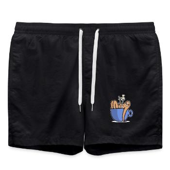 Lustig Faultier Kaffee Koffein Kaffeeliebhaber - Badeshorts - Schwarz - Vorne - AI Model Male 185 light (185cm)