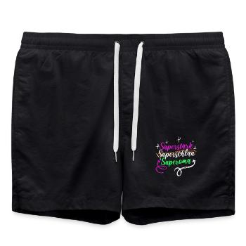Superoma Spruch Großmutter Oma Rentnerin - Badeshorts - Schwarz - Vorne - AI Model Male 185 light (185cm)