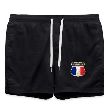 Marseille Frankreich Wappen Flaggen Design - Badeshorts - Schwarz - Vorne - AI Model Male 185 light (185cm)