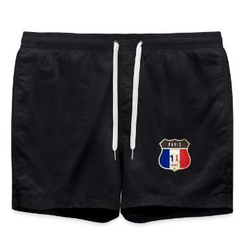 Paris France Armoiries Drapeaux Design - Short de bain - noir - Devant - AI Model Male 185 light (185cm)