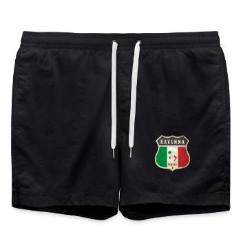 Ravenna Italien Wappen Flaggen Design - Badeshorts - Schwarz - Vorne - AI Model Male 185 light (185cm)