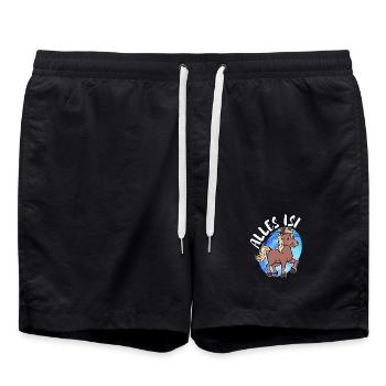 Pony Islandpferde Pferdenarr Statement Islandponys - Badeshorts - Schwarz - Vorne - AI Model Male 185 light (185cm)