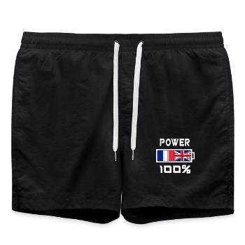 Großbritannien und Frankreich ernähren sich zu 100% - Badeshorts - Schwarz - Vorne - AI Model Male 185 light (185cm)