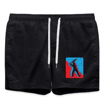 Baseball - Badeshorts - Schwarz - Vorne - AI Model Male 185 light (185cm)