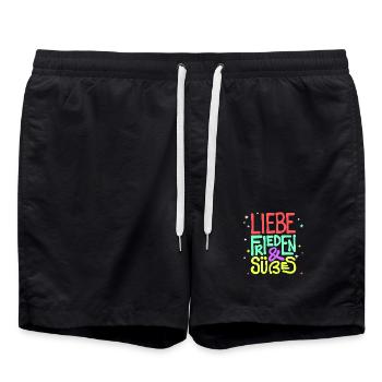 Naschen Lecker Naschkatzen Süßigkeiten Statement - Badeshorts - Schwarz - Vorne - AI Model Male 185 light (185cm)