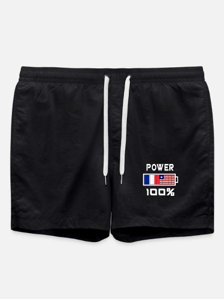 Liberia und Frankreich sind an der Macht - Badeshorts - Schwarz