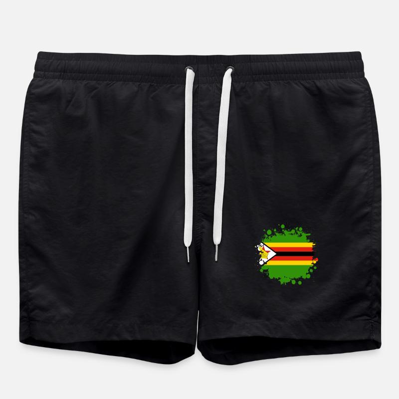 Zimbabwe flags blob - Swim Trunks - black