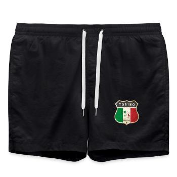 Turin Italie Armoiries Drapeaux Design - Short de bain - noir - Devant - AI Model Male 185 light (185cm)