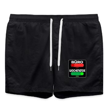 BÜRO OFF - WOCHENENDE ON - SPRÜCHE - Badeshorts - Schwarz - Vorne - AI Model Male 185 light (185cm)
