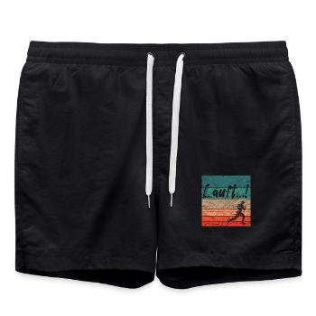 Läuft Jogging Spruch Optimist retro vintage - Badeshorts - Schwarz - Vorne - AI Model Male 185 light (185cm)
