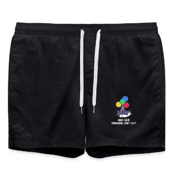 Penguin Bird Statement Humorous Animal Balloon - Swim Trunks - black - Front - AI Model Male 185 light (185cm)
