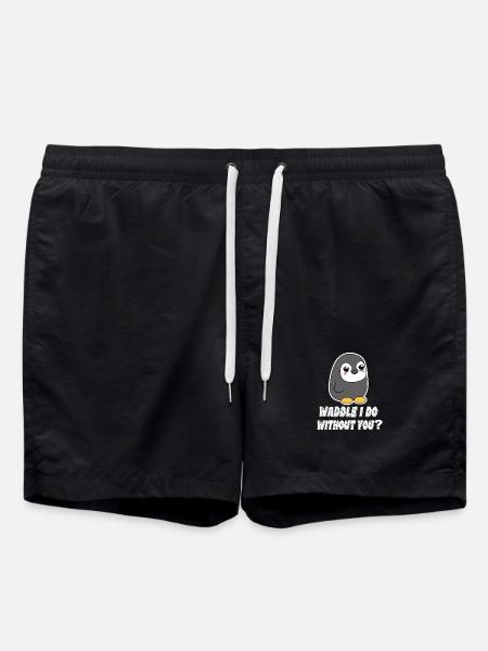 Pinguin Tier Vogel Statement Seevogel Zoo - Badeshorts - Schwarz