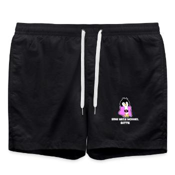 Kalt Pinguin Vogel Tier Statement Südpol Seevogel - Badeshorts - Schwarz - Vorne - AI Model Male 185 light (185cm)