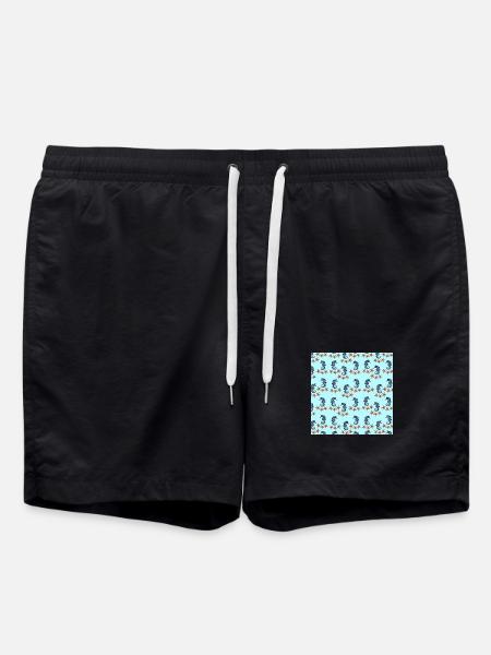 sommerkleidung tiermuster, Seepferdchenmuster - Badeshorts - Schwarz