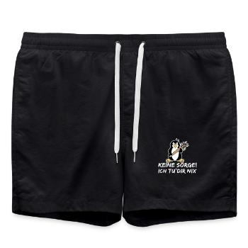 Tier Pinguin Zoo Seevogel Statement Arktis Vogel - Badeshorts - Schwarz - Vorne - AI Model Male 185 light (185cm)