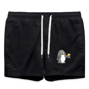Antarctique Oiseau Pingouin Cool Bière Oiseau de mer - Short de bain - noir - Devant - AI Model Male 185 light (185cm)
