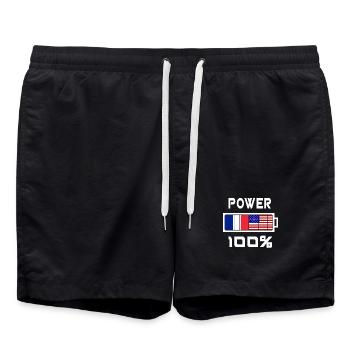 Les États-Unis et la France alimentent 100% - Short de bain - noir - Devant - AI Model Male 185 light (185cm)