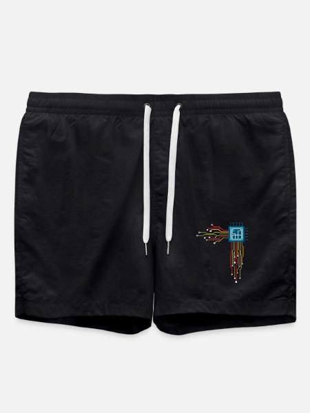 Computer chip - Creative illustration - Swim Trunks - black