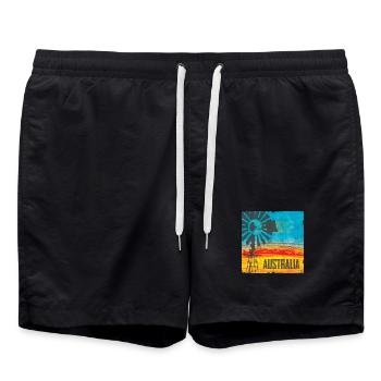 Australia Pinwheel Vintage Design - Swim Trunks - black - Front - AI Model Male 185 light (185cm)