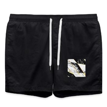 Marbre Noir Blanc Or Mosaïque Géométrique - Short de bain - noir - Devant - AI Model Male 185 light (185cm)